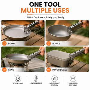 Pince de levage pliable populaire en titane ultraléger pour assiettes, poêles et casseroles, outil de cuisine d'extérieur pour camping - Product Image 2