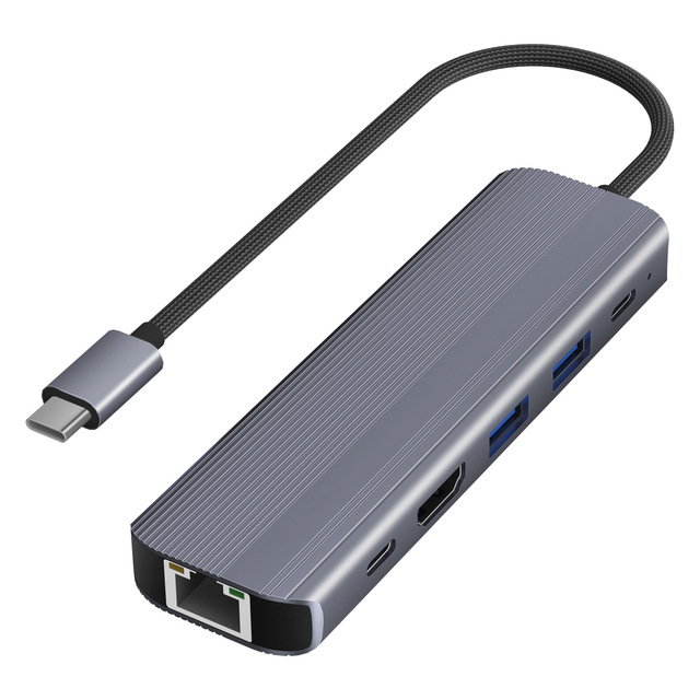 OEM 6 in 1 USB C Docking Station Gigabit RJ45 H DMI2.0 4K60Hz 100W PD3.0 2xUSB3.0 5Gbps Type-C3.0 Data Hub Adapter for Laptop