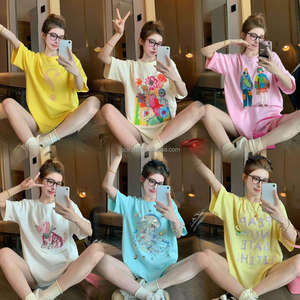 T-shirts amples longs pour femmes style <span class=keywords><strong>Hip</strong></span> <span class=keywords><strong>Hop</strong></span>, imprimé animal et couleurs mélangées, 100 % coton, commande en gros pour les magasins de vêtements - Product Image 1