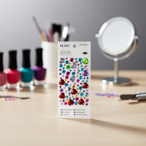 Adesivi con strass Ilan 6-20 mm multicolori a forma di cuore e stella per nail art - Product Image 2