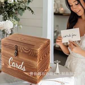 Wooden <b>Card</b> Storage <b>Box</b> Rectangle Engraved Office Organizer <b>Wedding</b> Gift <b>Card</b> Holder - Product Image 2
