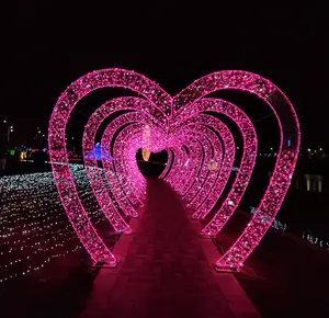2023 новый открытый Свадебный светодиодный арочный светильник в форме сердца, украшение уличной атмосферы, 3D-арочный светильник