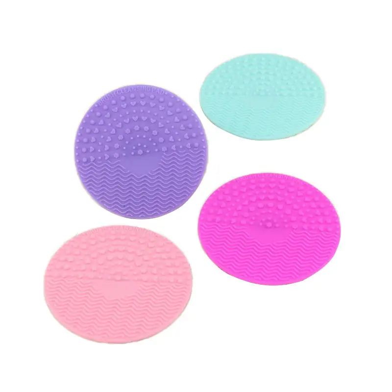China Manufacturer Circle Washing Tools Scrubber Board Silicone Makeup Brush Cleaner Mat with Suction Cup