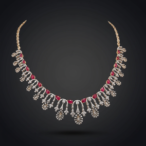 Conjunto de Collar Gargantilla con Diamantes de Rubí, Chapado en Oro, Joyería de Lujo, Artesanía de Alta Gama, Gemas Brillantes para Regalo de Boda y Otras Ocasiones - Product Image 3