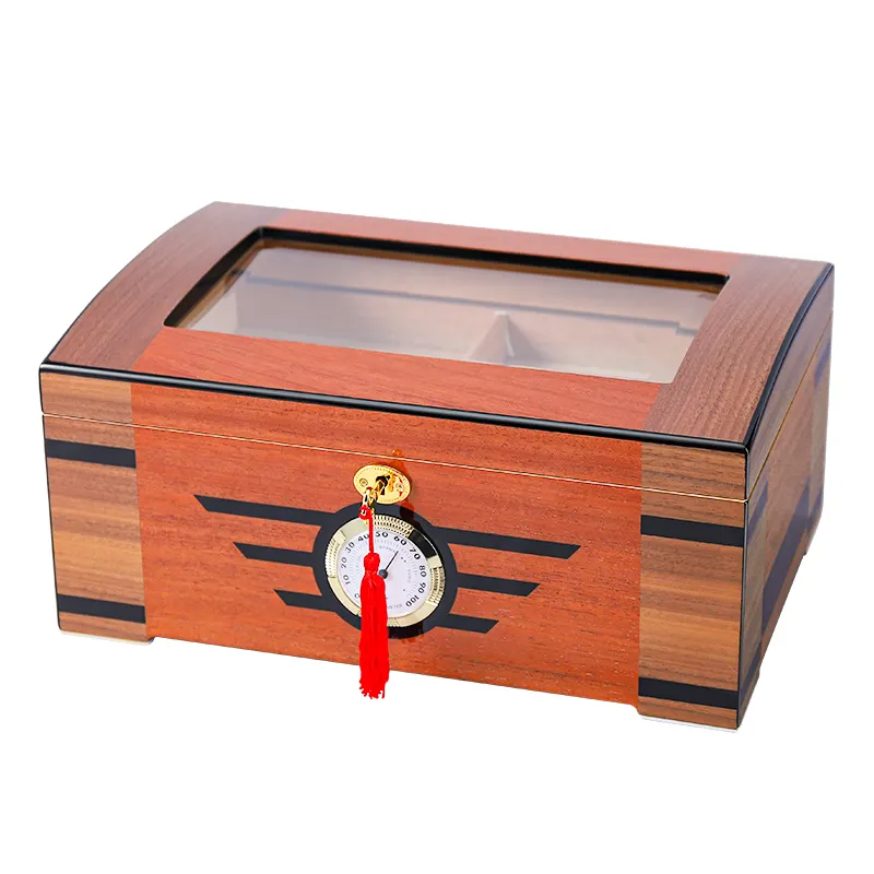 Kotak Humidor Cerutu Cerutu Kuba Cat Piano Kapasitas Besar Lampu Langit Ganda Humidor Cedar Kualitas Tinggi dengan Logo Kustom