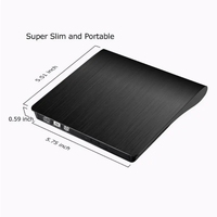 Unidad Óptica Externa USB 3.0 Ultra Delgada Portátil de 9.5mm, Grabadora/Lector de DVD RW, DVD-RW, CD-RW para Computadora Portátil y PC