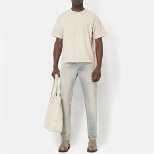 เสื้อยืดผู้ชายโอเวอร์ไซส์ผ้าคอตตอนโอเวอร์ไซส์ผ้าคอตตอนผ้า100% ครอปเปิดไหล่ - Product Image 3