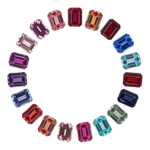 Venta al por mayor de gemas de corindón sintético con corte esmeralda de 5x7, 6x8, 7x9, 8x10 mm, piedra arcoíris, zafiro suelto, gema Paraíba creada en laboratorio - Product Image 1