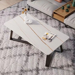Tavolino da Caffè in Lastra <span class=keywords><strong>di</strong></span> Ardesia con Struttura in Acrilico, Stile Moderno Nordico <span class=keywords><strong>di</strong></span> Lusso Leggero, Arredamento per Soggiorno per Piccoli Appartamenti - Product Image 2