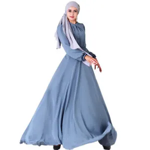 Nhà Máy Giá Thoải Mái Nút Nhiều Màu Dài Tay Áo Cao Eo Hồi Giáo Váy Dubai Kafan Grown