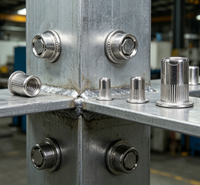 Vente en gros d'écrous à riveter métriques M4-M8 à tête hexagonale complète, anti-rotation, en acier inoxydable SS304, à tête plate, pour l'automobile