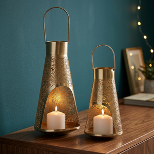 Luxury Gold Metal Candle Lantern Handmade Votive Holder Reusable Durable Festive Wedding Table Centerpiece Hanging Lantern - Product Image 6
