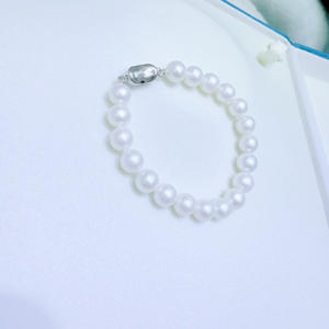 Pulsera de Perlas Naturales de Agua Dulce de 8-9 mm con Cierre de Lingote de Plata de Ley, Estilo Bohemio, Longitud de 15.5-16.5 cm - Product Image 2