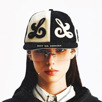 Casquette de baseball unisexe à visière plate, style streetwear vintage, noire et blanche, avec empiècements Tai Chi, personnalisation en usine