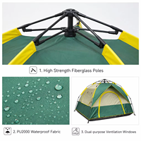Carpa de Camping Impermeable para Todo Clima, Fácil de Instalar en un Segundo, con Dos Ventanas, Tipo Pop-Up, para Senderismo y Camping, Venta al Por Mayor