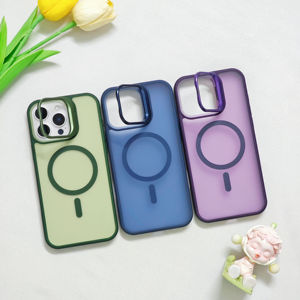 Ẩn Chân Đế Không Dây Sạc Từ Trường Hợp Điện Thoại Cho Iphone 16 Pro Max 13 14 15 Gấp Khung Frosting Mờ Bìa - Product Image 4