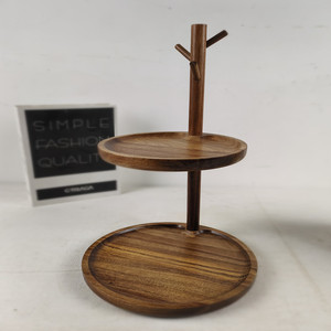 ถาดเก็บกุญแจไม้ทรงกลม ไม้เนื้อแข็ง สำหรับวางที่ทางเข้าบ้าน - Product Image 1