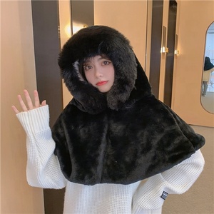 Capa de felpa cálida para mujer y niña, gorro de capucha grande, diseño Simple, invierno, 2021 - Product Image 2