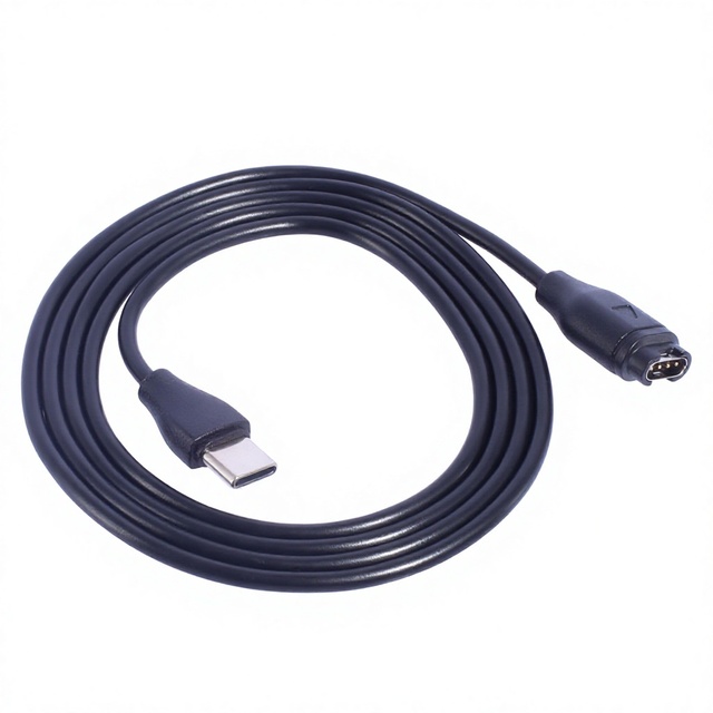 Four 1-meter PVC Material Charging Cables Compatible with Garmin Fenix 5X 6S and 7 Outdoor Sports Watches; USB Type-C Cable