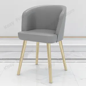 新设计现代金色不锈钢金属铁腿天鹅绒PU皮革酒店餐椅
