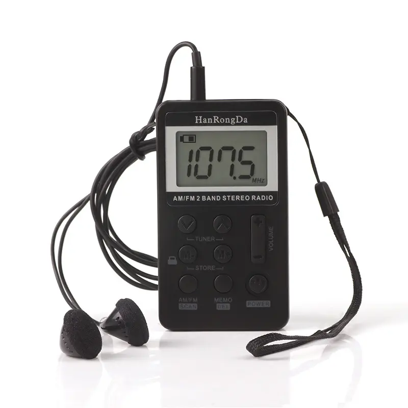 Taşınabilir kulaklık HRD-103 AM FM dijital radyo 2 Band Stereo alıcı LCD ekran şarj edilebilir pil mini fm radyo cep