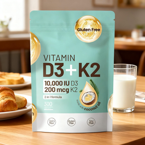 Cápsulas Blandas de Vitamina D3 <span class=keywords><strong>K2</strong></span> OEM con Aceite de Coco, Complejo de Vitamina D y K, Apoya la Absorción de Calcio, Salud Ósea, Inmunológica y Cardíaca para Adultos, 300 Unidades - Product Image 5