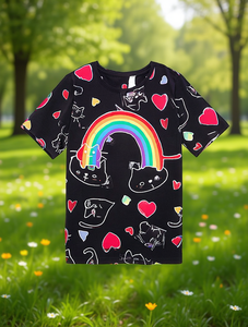 T-shirt con motivo cuore arcobaleno LGBT Pride, t-shirt da donna a maniche corte con scollo rotondo, graziosa maglietta in jersey di cotone stampato, abbigliamento primaverile ed estivo - Product Image 2