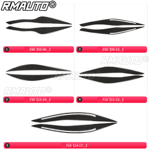 RMAUTO 2 pièces, autocollants de garniture pour phares en fibre de carbone véritable, kit carrosserie pour BMW E90 F30 F10, accessoires de voiture - Product Image 4