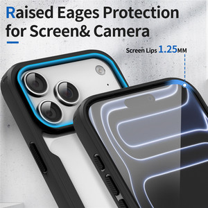 Coque de téléphone portable antichoc en PC <span class=keywords><strong>rigide</strong></span> de 2,0 mm avec pare-chocs souple en TPU coloré et dos transparent pour iPhone 17 16 15 Pro Max - Product Image 4