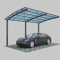 Panneaux de toiture en polycarbonate à double paroi, structure en aluminium, nouveau design moderne, abri de voiture avec gouttières métalliques