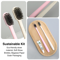 Pochette de voyage transparente portable en gros pour articles de toilette avec kit brosse à dents, peigne et bonnet de douche pour hôtels et compagnies aériennes