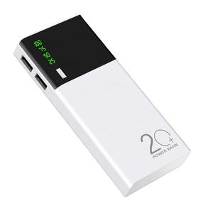 Banque d'alimentation portable personnalisée avec logo OEM, double alimentation, 20000mAh, avec écran LED, chargeur USB intelligent rapide, banque d'alimentation mobile blanche - Product Image 1