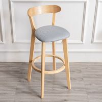 Chaise de bar moderne en bois massif de frêne, tabouret de cuisine en cuir rond, mobilier de bar – Offre spéciale