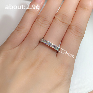 Anello a fascia singola con cristalli rotondi da donna, impilabile, accessori moda minimalisti - Product Image 5
