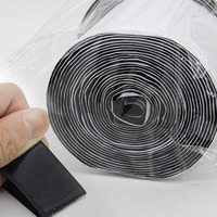 Plaquettes auto-agrippantes élastiques noires découpées sur mesure de 25 mm, pré-découpées en tranches carrées, robustes, auto-adhésives, 100 % nylon