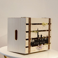 Boîte à vin en bois de pin personnalisée avec logo, pour six bouteilles, boîte cadeau créative creuse avec poignée
