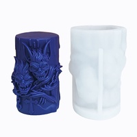 Moule à gâteau d'Halloween en silicone double tête de chauve-souris démoniaque avec décoration chaîne et croix, moule à bougie moderne