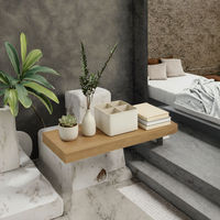 Étagères murales flottantes classiques en chêne, 60x23.5x3.8cm, avec supports invisibles en bois pour chambre et salon