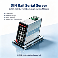 Serveur de périphériques série 8 ports sur rail DIN, RS232/485 vers double Ethernet, isolé galvaniquement, 4DI/2DO, Modbus RTU/ASCII TCP/UDP, pour IIoT
