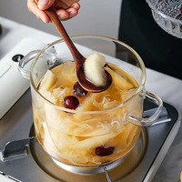 Accessoires de cuisine, ustensiles de cuisine sans BPA, fait main, transparent, en verre borosilicate de haute qualité, pot à ragoût avec couvercle et poignées