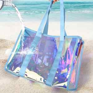 Bolsa de Playa de PVC Impermeable y Resistente a la Arena de Gran Capacidad para Mujer, con Bolsillo para Teléfono con Pantalla Táctil y Correas de Hombro Extensibles - Product Image 3