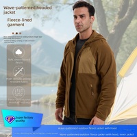 Veste polaire à capuche pour homme, motif uni, doublure softshell, vêtement thermique d'hiver pour l'extérieur, décontractée, pour la randonnée, en polyester imprimé par décharge