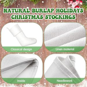 Calcetines Navideños de Yute para Sublimación, Decorativos para Chimenea, Lisos, para Manualidades, Decoración Navideña, Bolsa de Regalo - Product Image 3