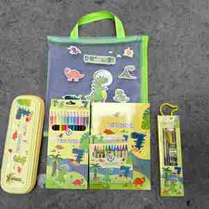 Juego de Papelería Escolar Infantil de Dibujos Animados 2024 con Regla de Plástico, Sacapuntas y Bolígrafos de Gel de Tinta Azul - Diseño Kawaii - Product Image 3