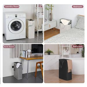 Cesto de Ropa Delgado de 48L con Asa, Cesto Plegable para Ropa Sucia, Organizador Portátil y Delgado para Almacenamiento - Product Image 4