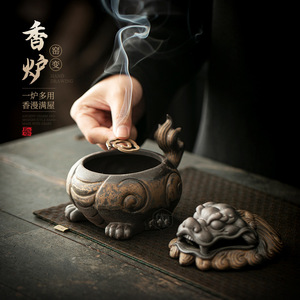 Quemador de Incienso Pixiu de Cerámica Hecho a Mano, Decoración Retro para Sala de Té, Adorno Zen para el Hogar, Origen Dehua, Parte Shangyan - Product Image 3