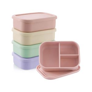 BPA Free Modern Square Stackable Silicone Snack <b>Lunch</b> Containers Lids Freshness Preservation Portable Toddler Food <b>Lunch</b> <b>Box</b> - Product Image 1