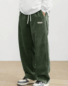 <span class=keywords><strong>Pantaloni</strong></span> Casual da Uomo in Corduroy, Moda, Vestibilità Ampia, Gamba Larga, <span class=keywords><strong>Pantaloni</strong></span> Dritti, <span class=keywords><strong>con</strong></span> <span class=keywords><strong>Elastico</strong></span> in Vita e Coulisse - Product Image 2