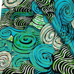 Tissu Ankara Wax Dynamique Bleu Vert Haut de Gamme <span class=keywords><strong>en</strong></span> Batik Africain 100% Coton <span class=keywords><strong>Satin</strong></span>é avec une Brillance Unique et une Sensation Soyeuse - Product Image 2