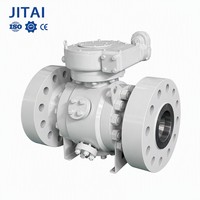 Vanne à boisseau sphérique DBB en acier forgé entièrement soudé en trois parties, à raccordement bout à bout, actionnée par engrenage à vis sans fin, haute température, OEM, pour gaz naturel